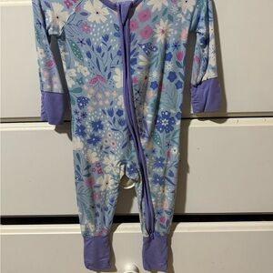 Little Sleepies Floral Footie - Blue and Purple